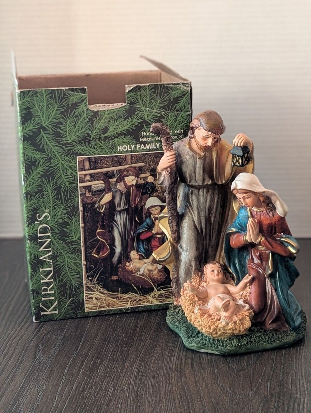 VTG Kirkland's Holy Family Statue 8” Hand Painted Resin Christmas Nativity EUC